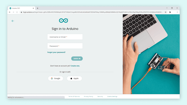 Log in to your Arduino account.